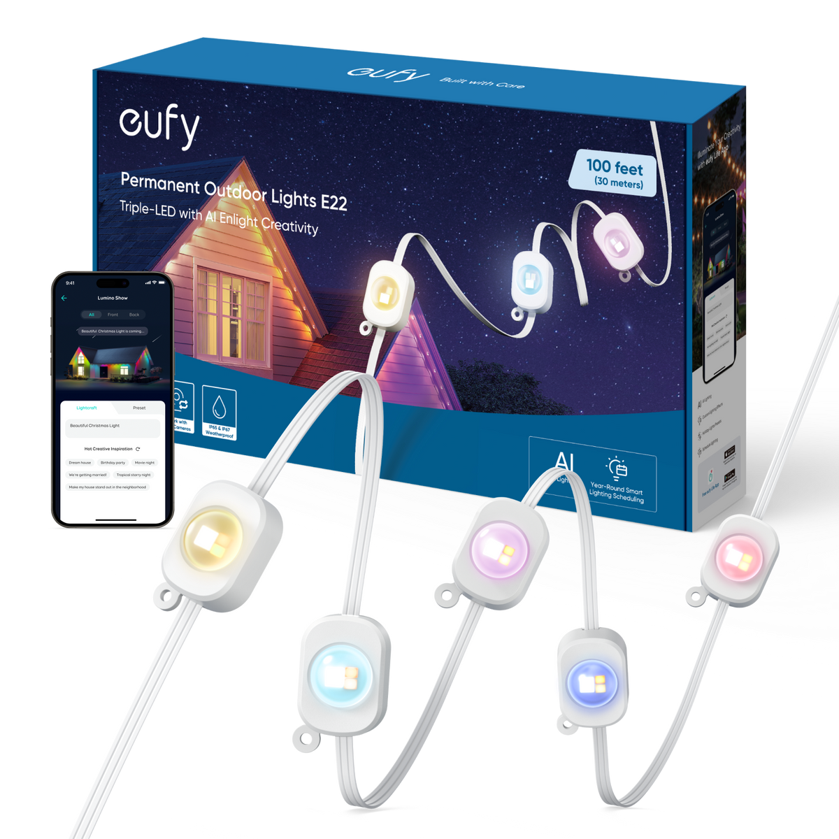 eufy Permanent Outdoor Lights E22, 100 ft (2-Pack) 100ft (2-Pack)