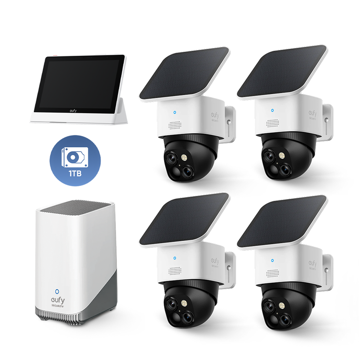 SoloCam S340 (4-Cam Pack) + HomeBase™ S380+ 1 TB Hard Drive+Smart Display E10
