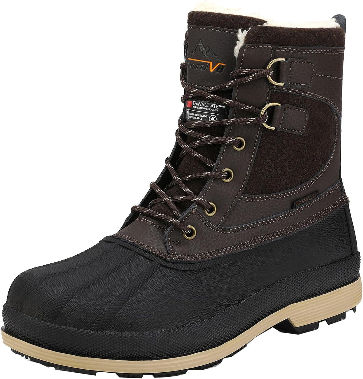 NORTIV 8 Men's Waterproof Winter Snow Boots | 200g Insulation Retains Heat to -25°F; Sealed Build Keeps Feet Dry; Rubber Outsole Boosts Grip AVENUE