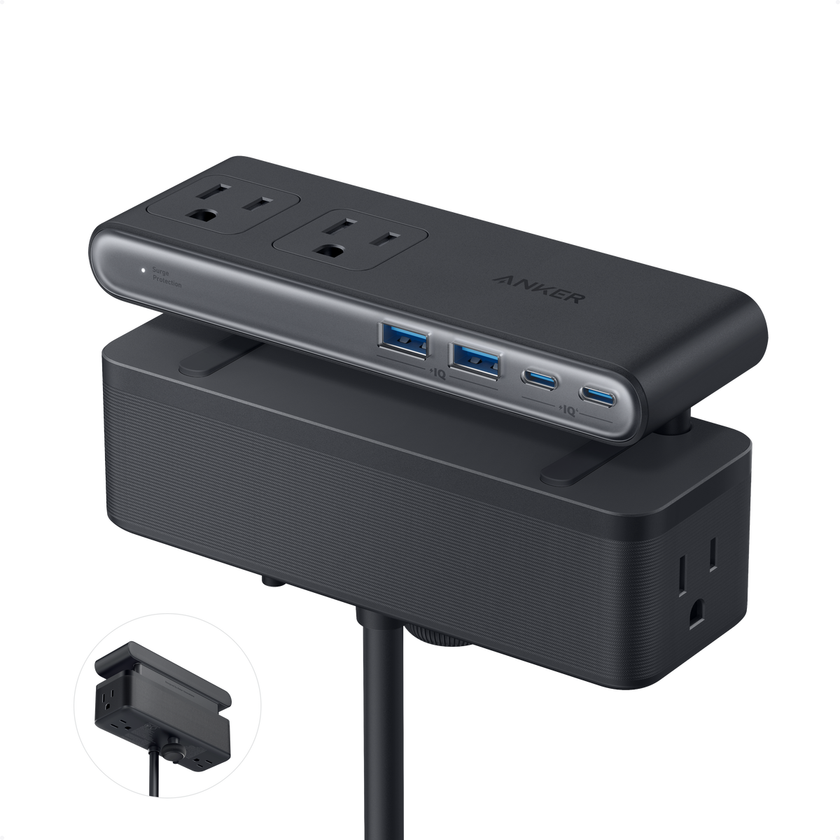 Anker Nano Power Strip (10-in-1, 70W, Clamp) Black