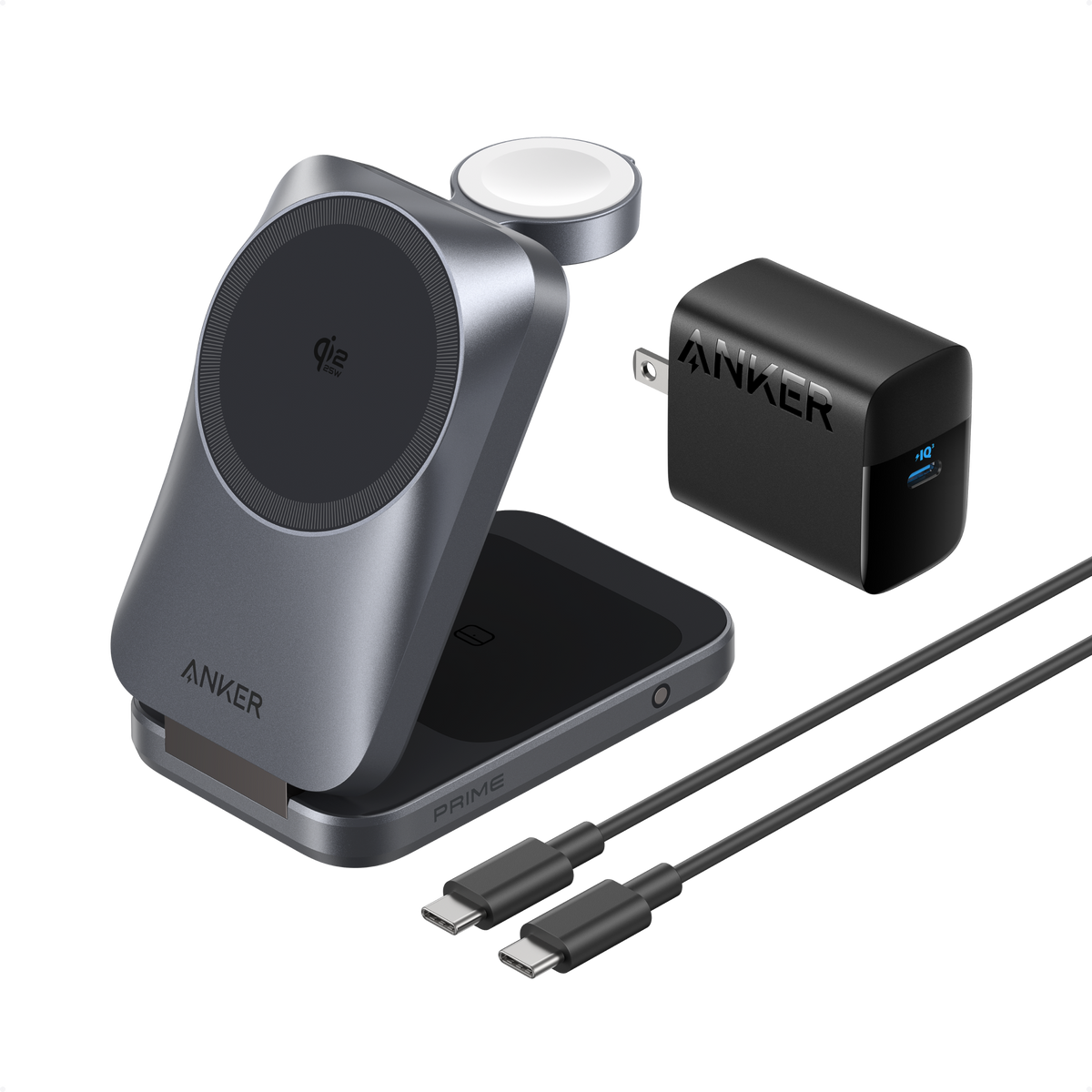 Anker Prime Wireless Charging Station (3-in-1, MagGo, AirCool, Foldable) Phantom Gray