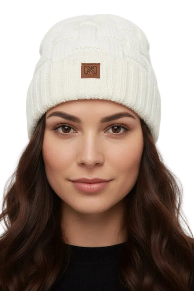 Heated Cable Knit Beanie - Cream by Fieldsheer
