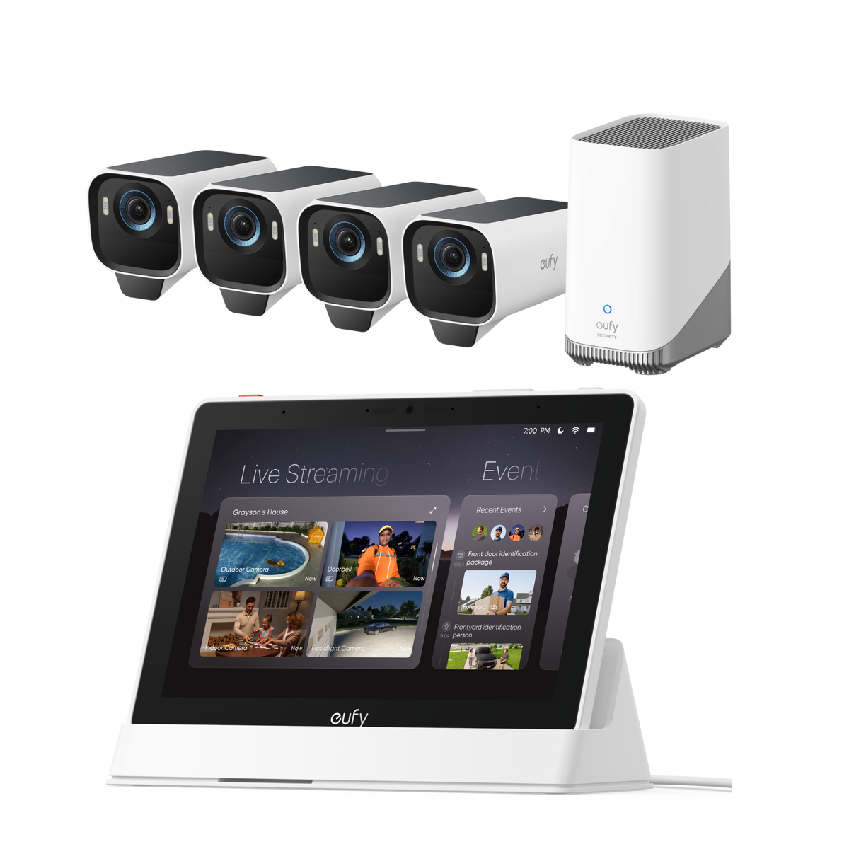 eufy Smart Display E10 + eufyCam S3 Pro 4-Cam Kit White