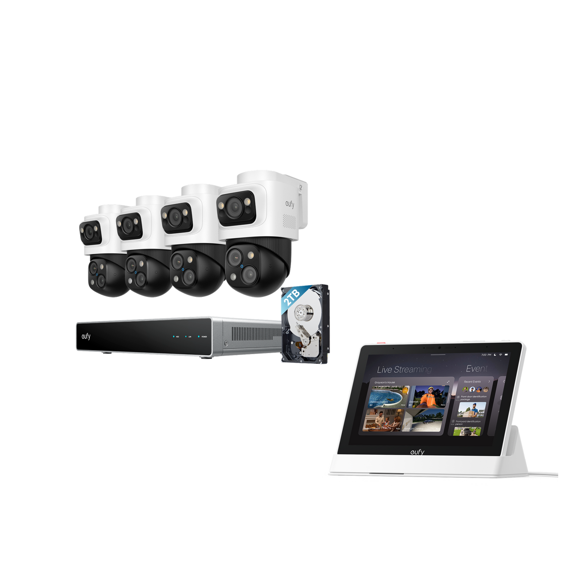 eufy Smart Display E10 + eufy PoE NVR Security System S4 Max White