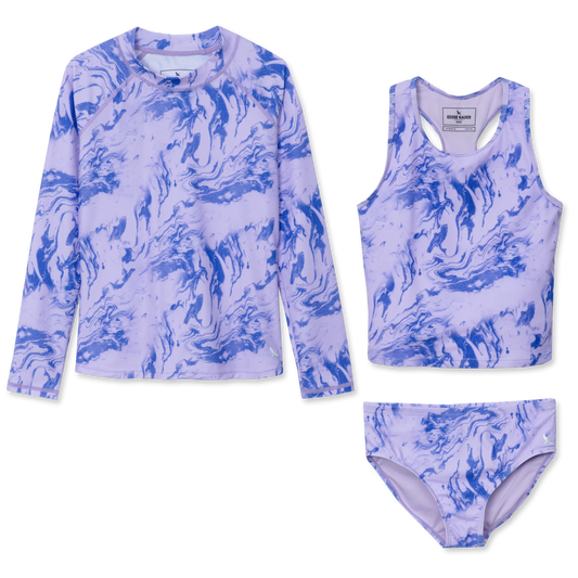 Eddie Bauer Girls Sea Spray 3 PC LS Swim Set alternate view 1
