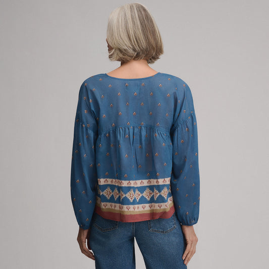 Eddie Bauer Women's Long-Sleeve V-Neck Relaxed Woven Popover alternate view 1