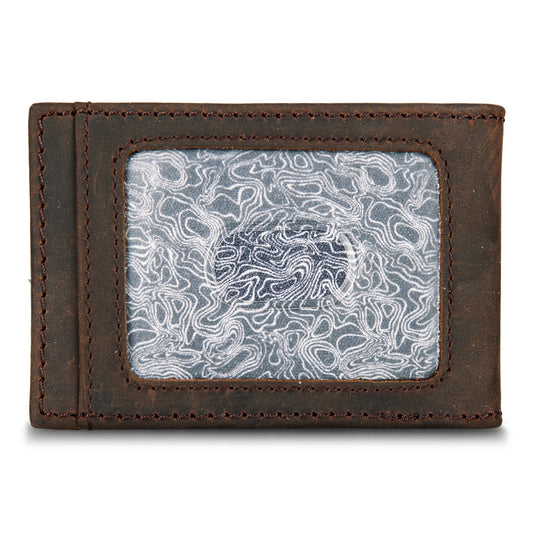 Eddie Bauer Money Clip Bifold Leather Wallet With Embossed Sasquatch alternate view 1