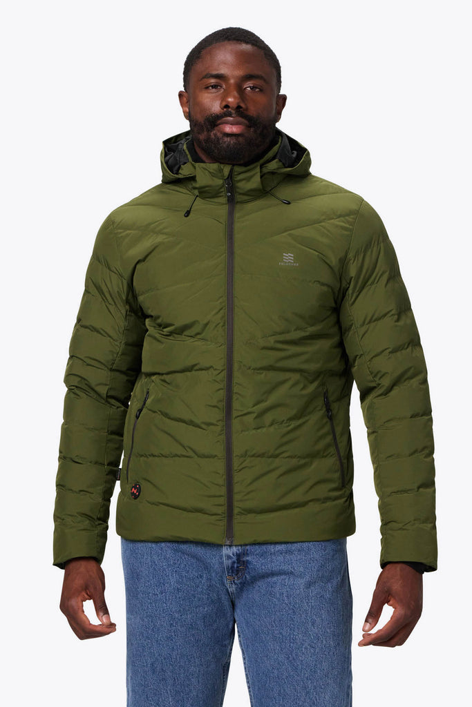 Crest Heated Jacket Men's - Olive Green by Fieldsheer
