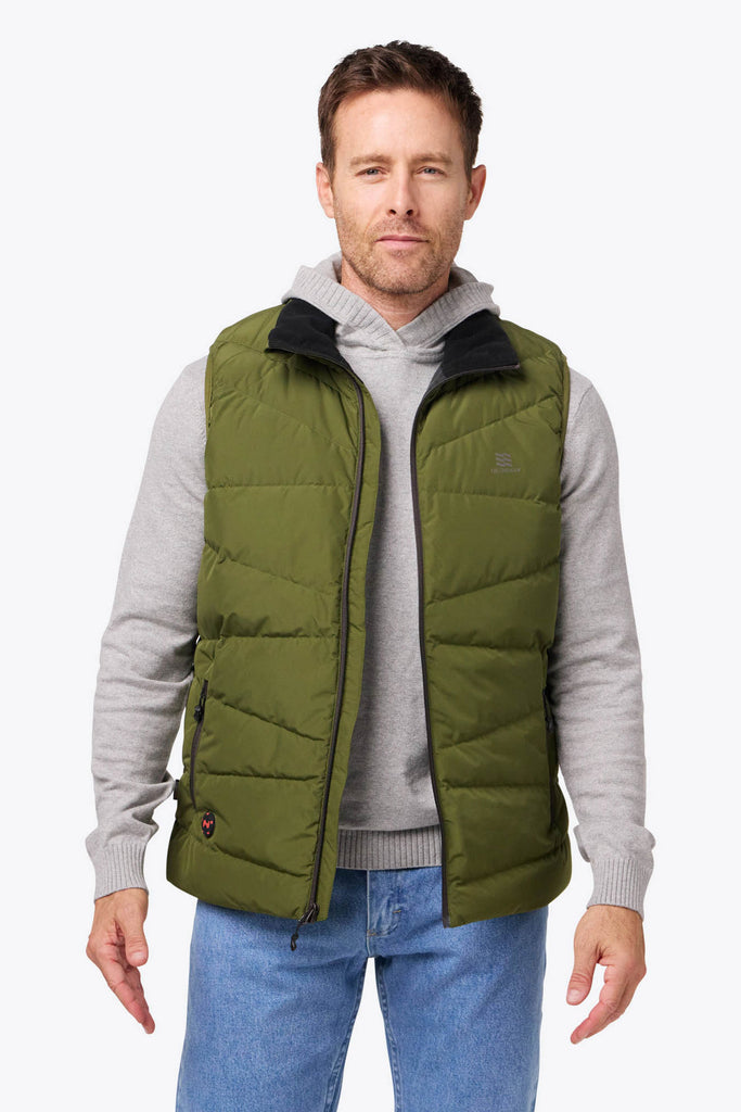 Crest Natural Down Heated Vest Men's - Olive Green by Fieldsheer