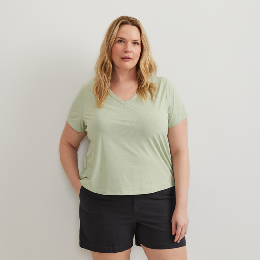 Eddie Bauer Women's Trek Light Hike Short-Sleeve V-Neck T-Shirt alternate view 1