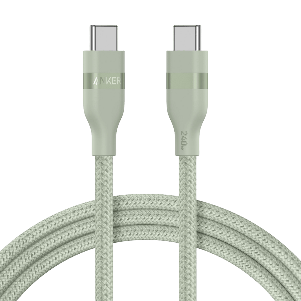 Anker USB-C to USB-C Cable (3 ft / 6 ft, 240W, Upcycled-Braided) 6 ft / Sprout Green