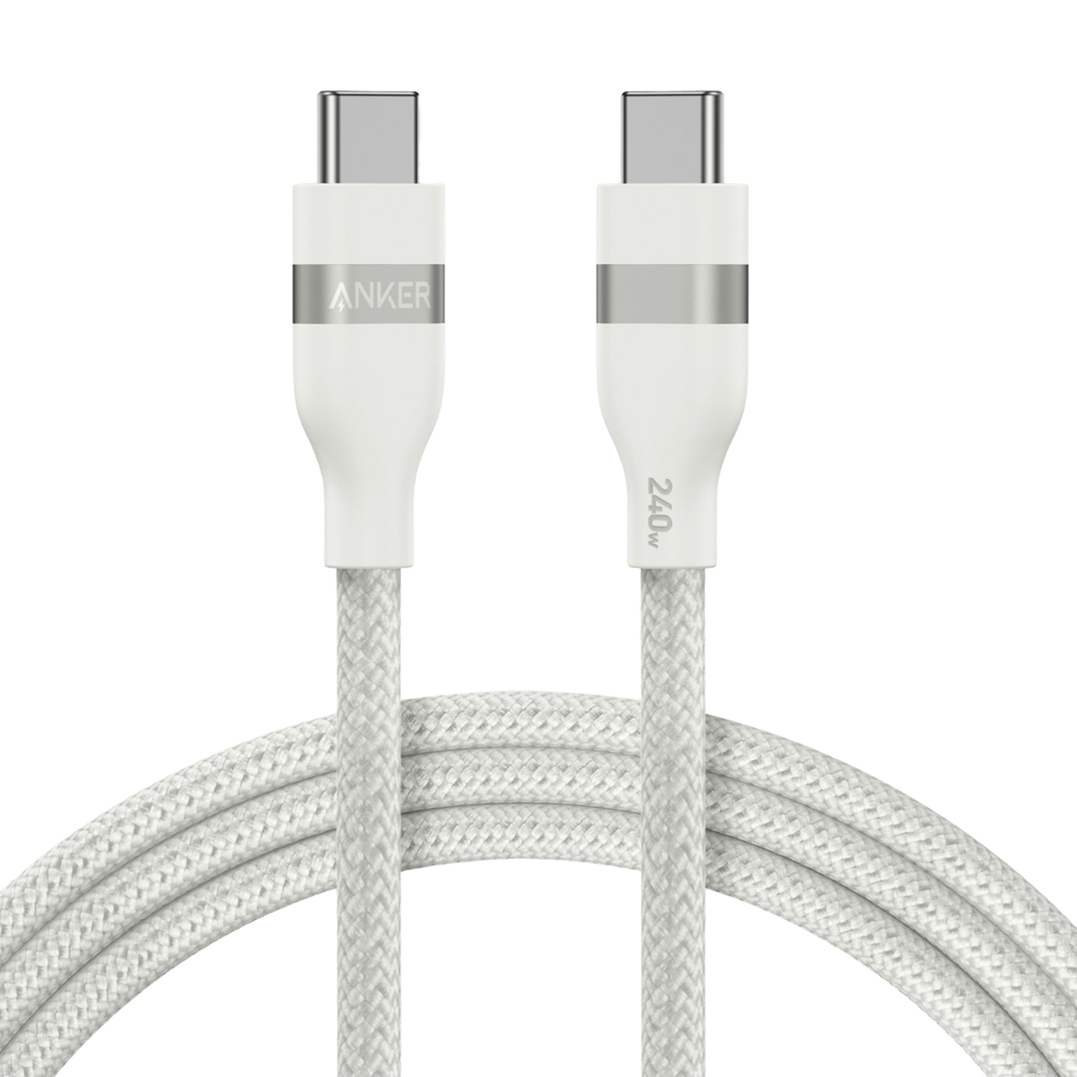 Anker USB-C to USB-C Cable (3 ft / 6 ft, 240W, Upcycled-Braided) 6 ft / Shell White