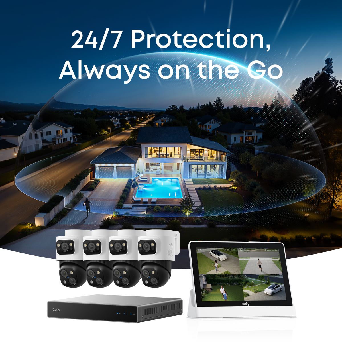 eufy Smart Display E10 + eufy PoE NVR Security System S4 Max White