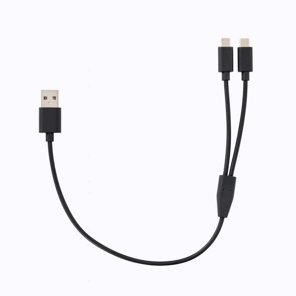 USB to USB-C Split Cable, 1M, Black, Polybag by Fieldsheer