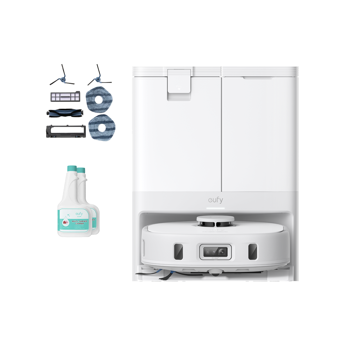eufy X10 Pro Omni White + Replacement Parts Kit + Cleaning solution White