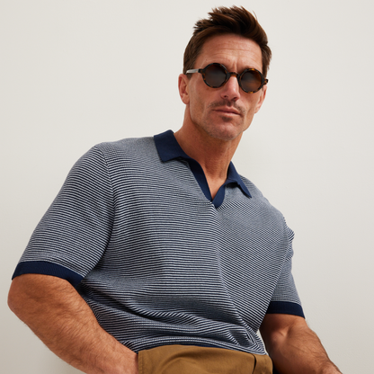 Eddie Bauer Men's Short Sleeve Novelty Polo Sweater - Stripe alternate view 2