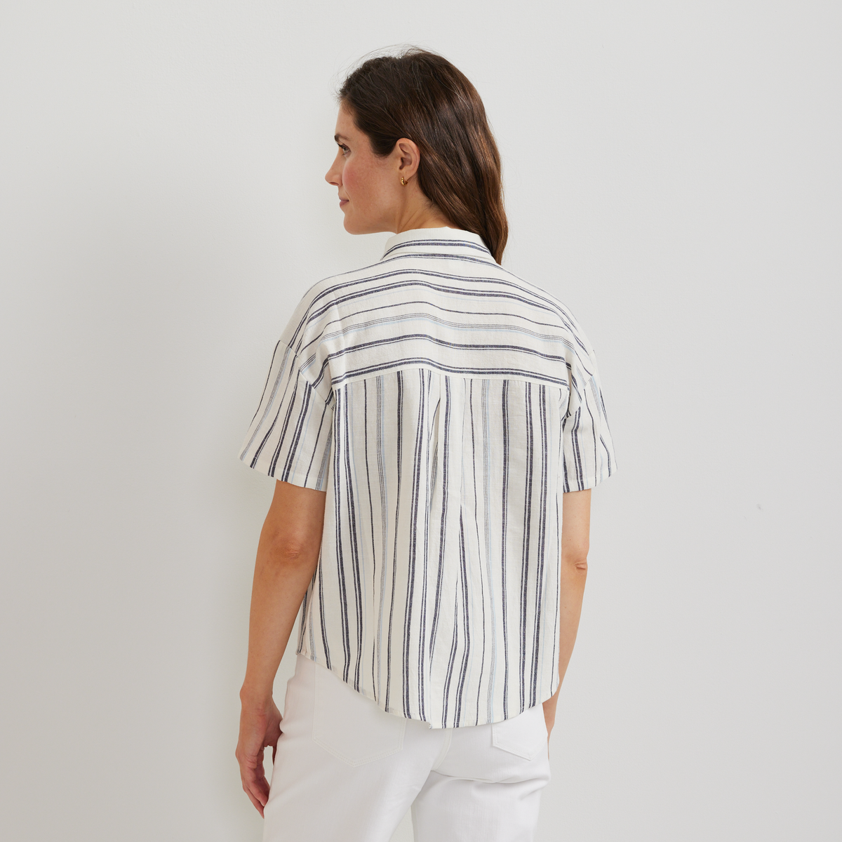 Eddie Bauer Women's Destination Utility Shirt - Crinkle Stripe alternate view 2