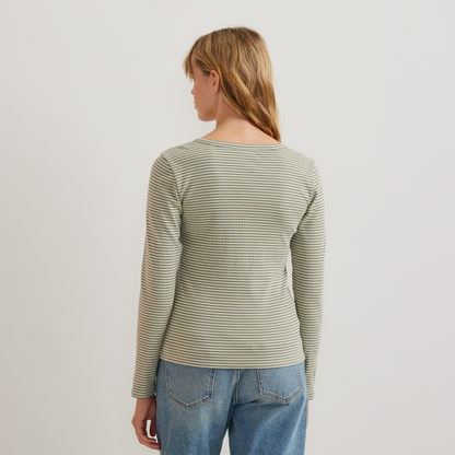 Eddie Bauer Women's Long-Sleeve Ribbed Henley T-Shirt - Stripe alternate view 4