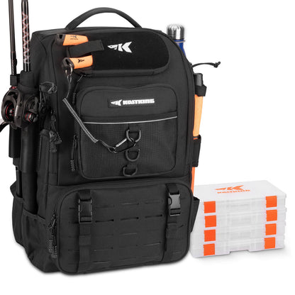 KastKing KarryAll Tackle Backpack with Rod Holders 4 Tackle Boxes by KastKing