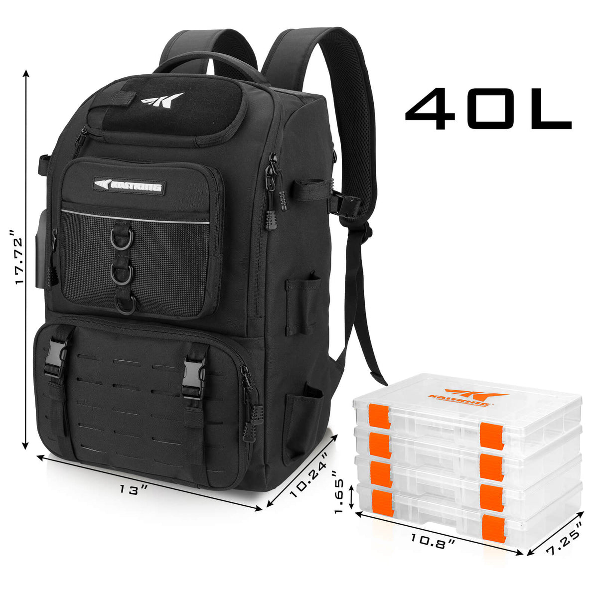 KastKing KarryAll Tackle Backpack with Rod Holders 4 Tackle Boxes product image 3