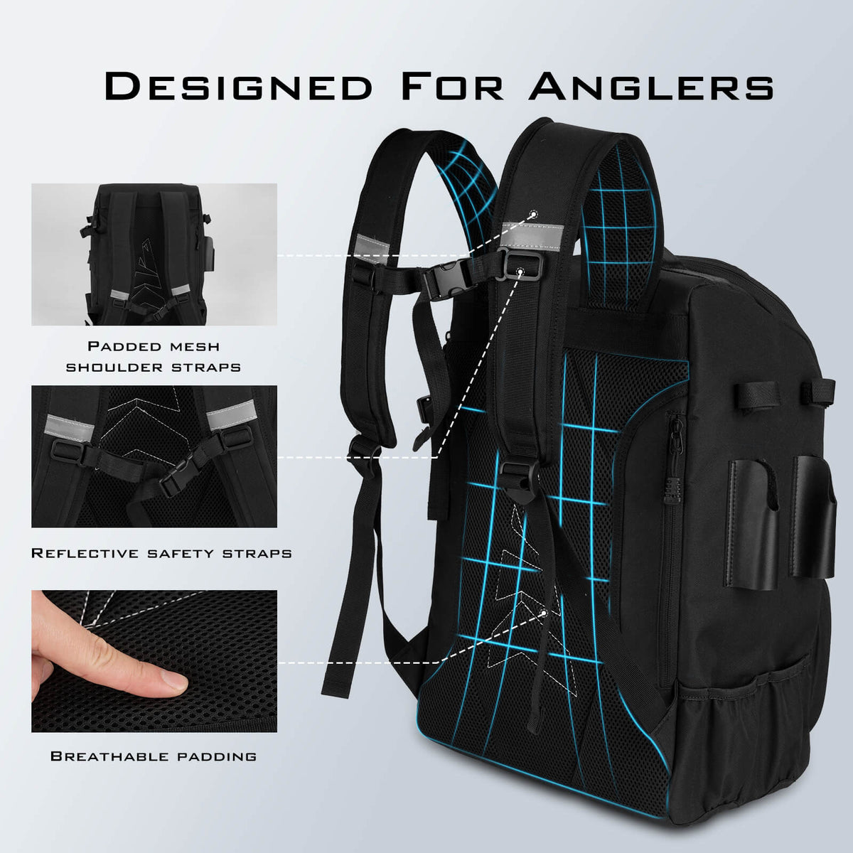 KastKing KarryAll Tackle Backpack with Rod Holders 4 Tackle Boxes product image 5