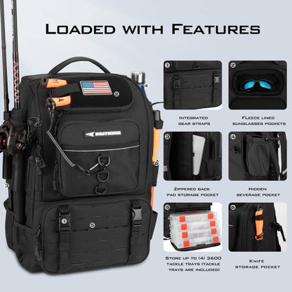 KastKing KarryAll Tackle Backpack with Rod Holders 4 Tackle Boxes product image 4