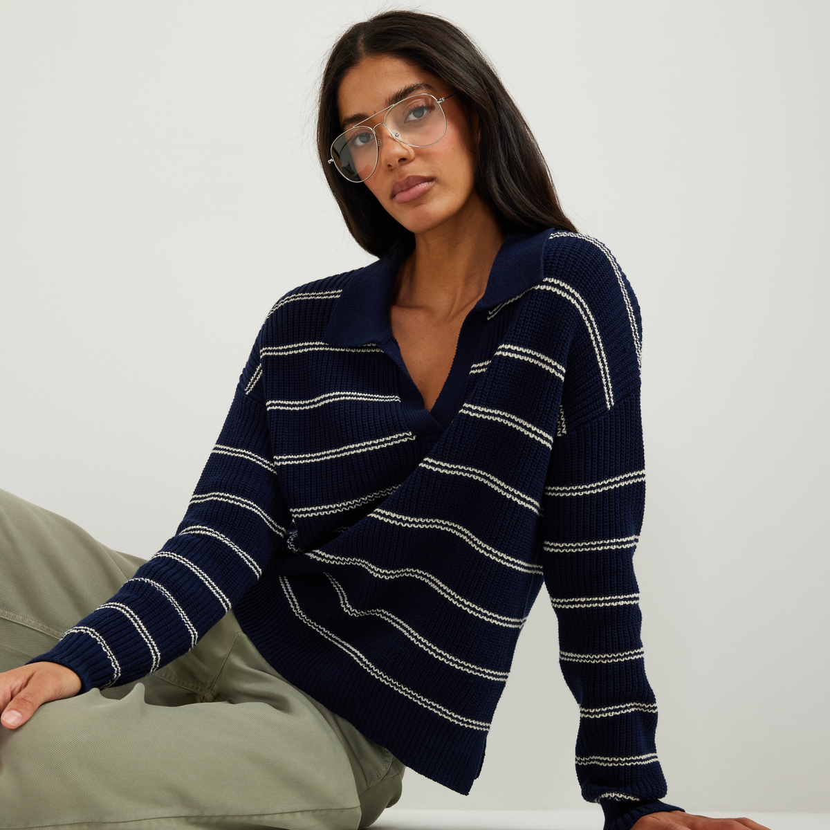 Eddie Bauer Women's Johnny Collar Striped Sweater alternate view 3