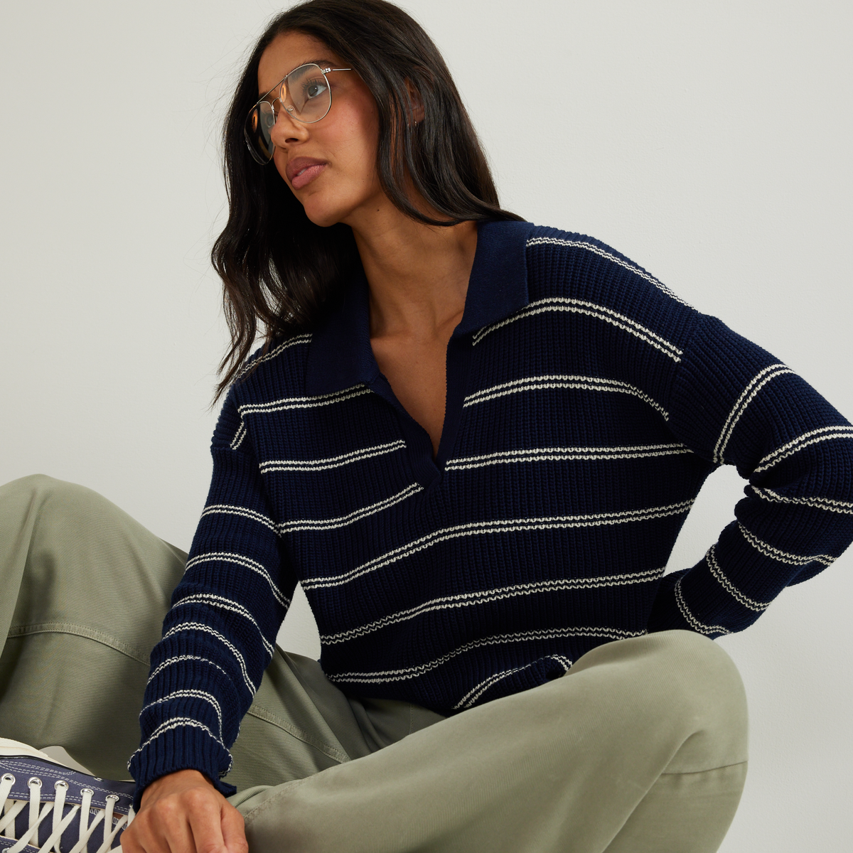Eddie Bauer Women's Johnny Collar Striped Sweater alternate view 5