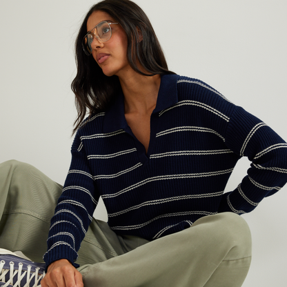 Eddie Bauer Women's Johnny Collar Striped Sweater alternate view 5