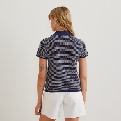 Eddie Bauer Women's Textured Microstripe Polo Sweater alternate view 1