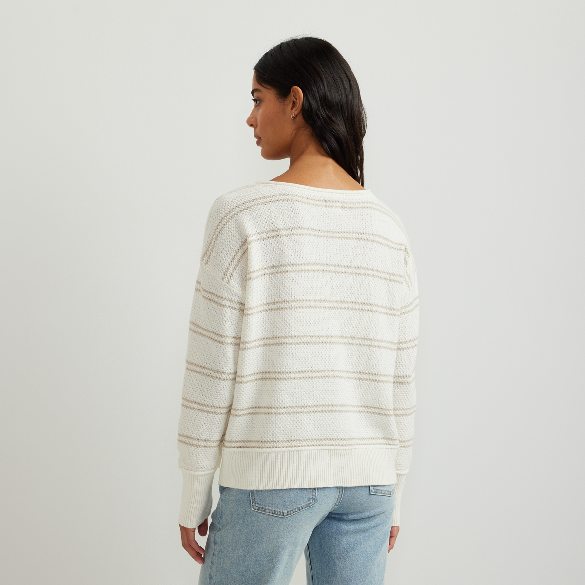 Eddie Bauer Women's V-Neck Sweater - Stripe alternate view 1