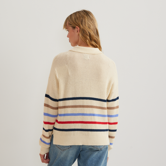 Eddie Bauer Women's Johnny Collar Multi-Stripe Sweater alternate view 1