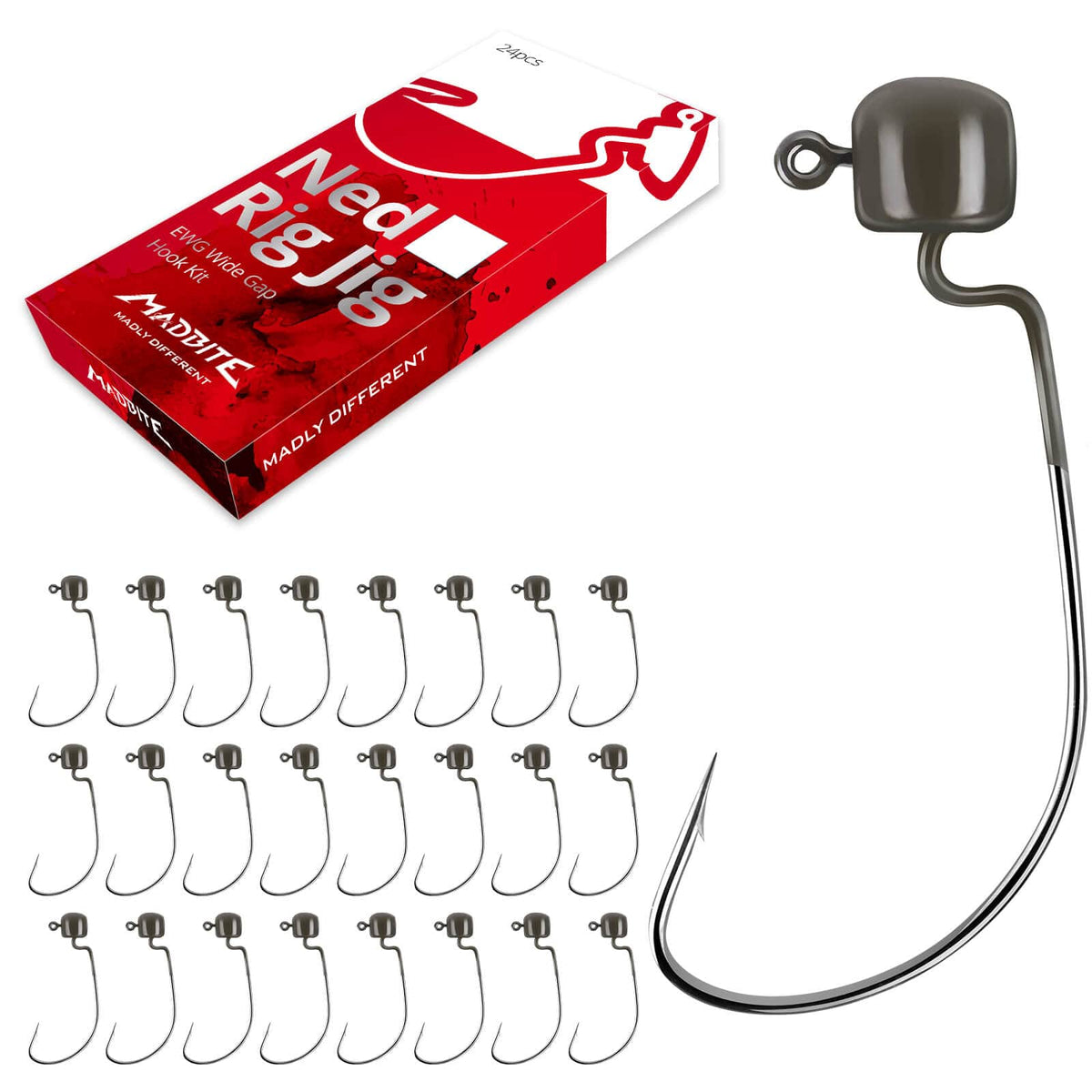 MadBite 24 Pcs Ned Rig Jig Hook Kits product image 4