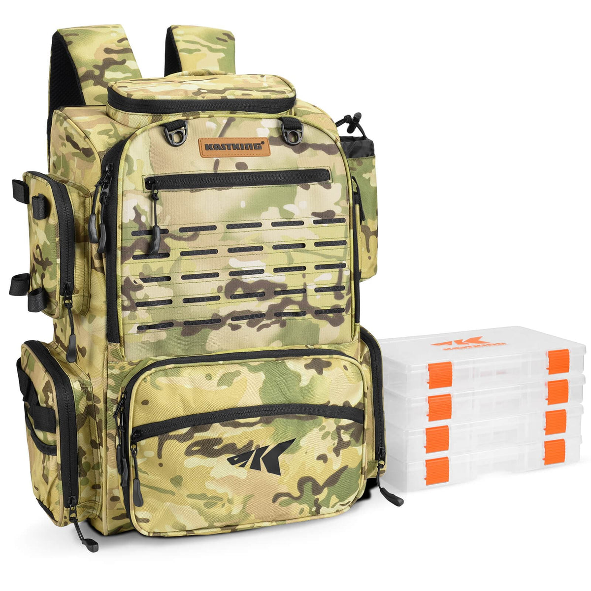 KastKing Bait Boss Fishing Tackle Backpack with Rod Holders 4 Tackle Boxes product image 3