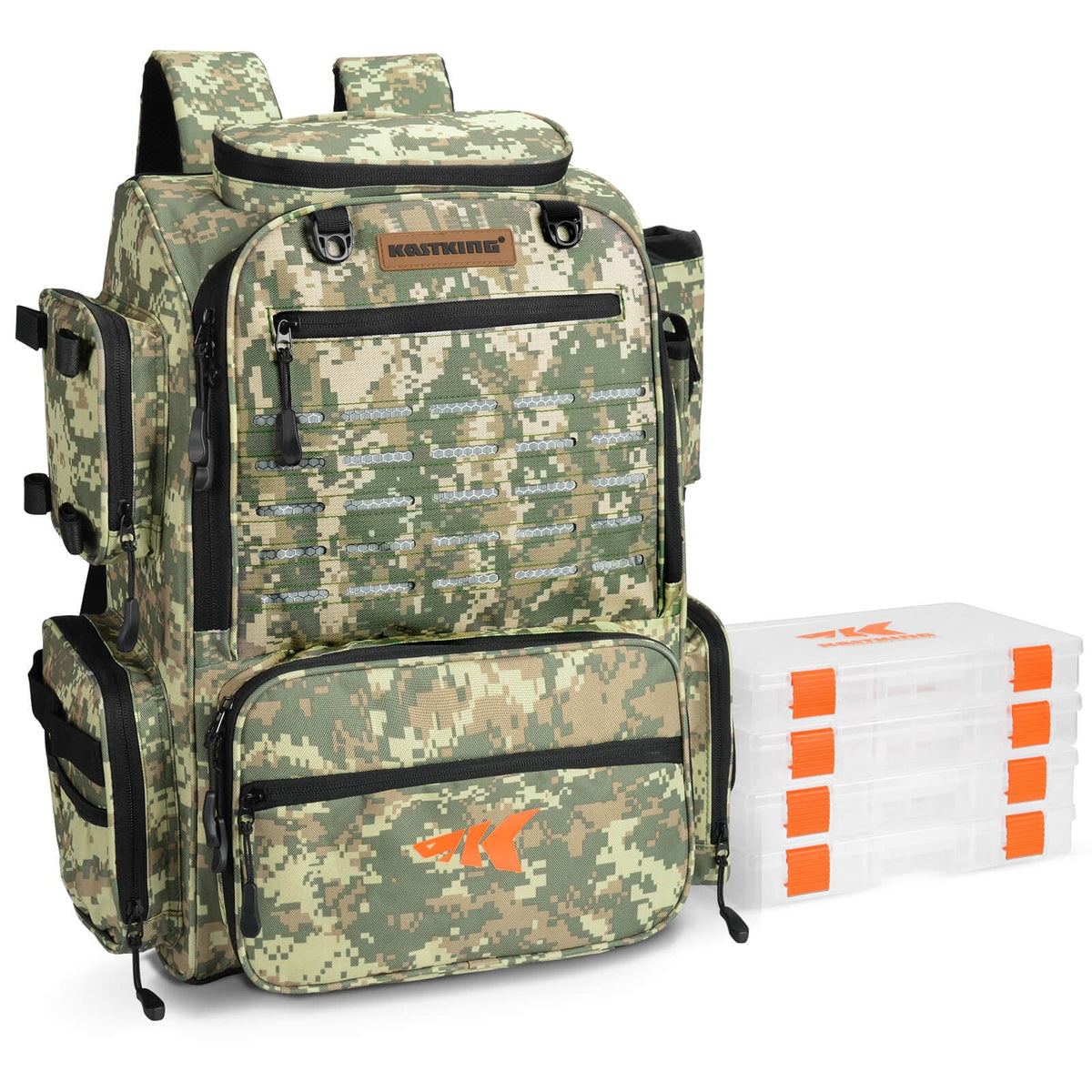 KastKing Bait Boss Fishing Tackle Backpack with Rod Holders 4 Tackle Boxes product image 2