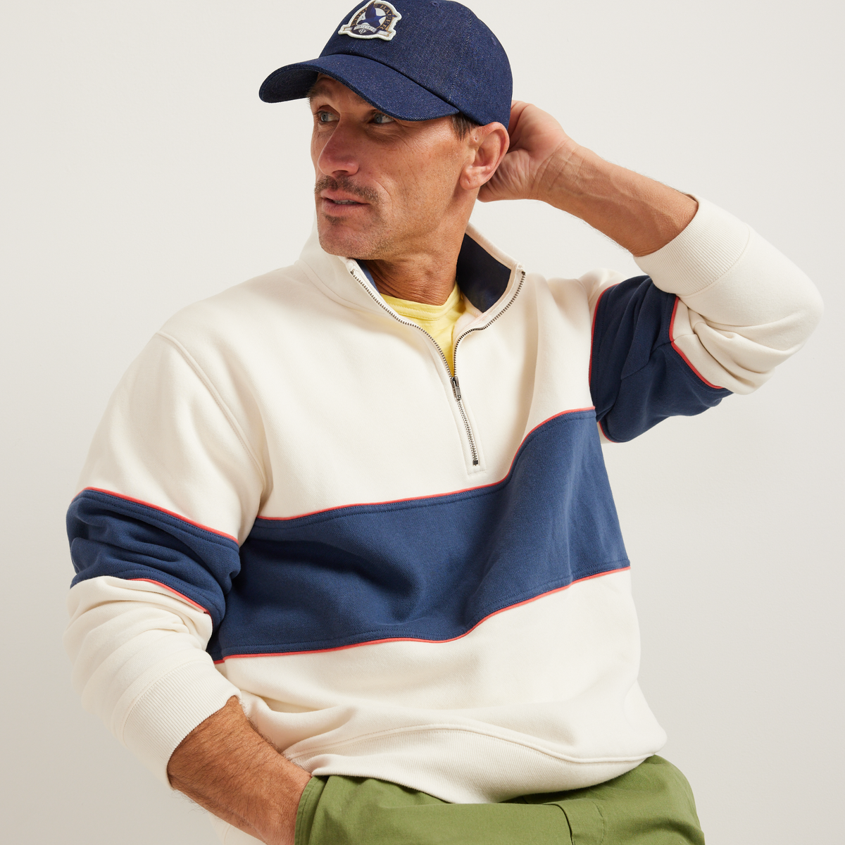 Eddie Bauer Men's Vintage Soft 1/4-Zip - Stripe alternate view 4