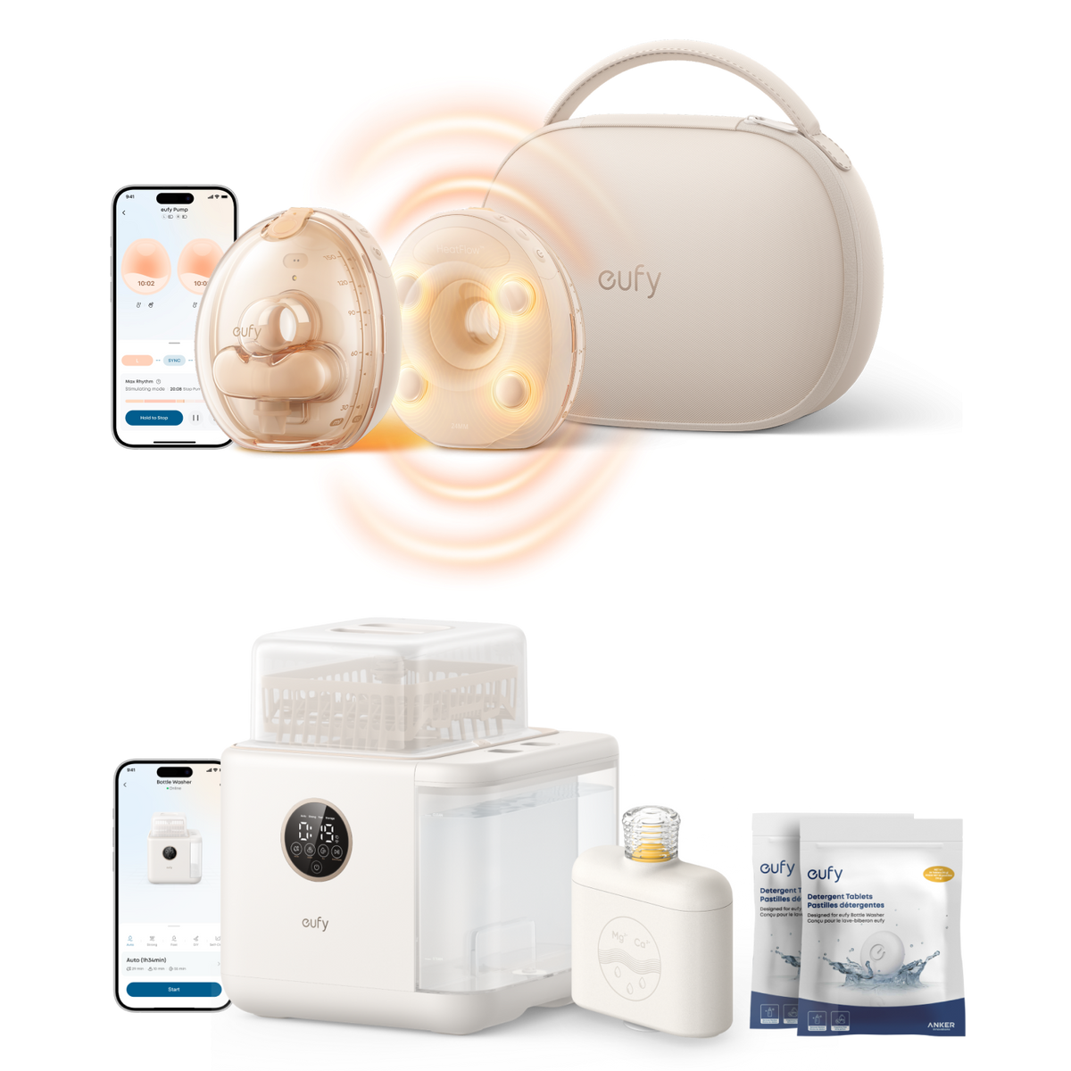 eufy Wearable Breast Pump S2 Pro & Baby Bottle Washer S1 Pro Bundle