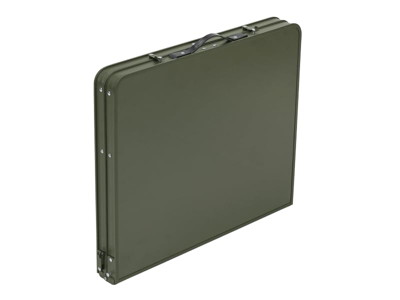 DOD Good Luck Table - Folding Camping Table with 66 LBS Capacity - Folding Camp Table Storage Shelves Height Adjustable Legs - Foldable Picnic Table for Outdoor, Camping, BBQ, Beach - Olive