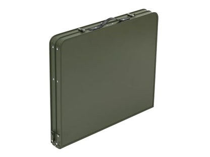 DOD Good Luck Table - Folding Camping Table with 66 LBS Capacity - Folding Camp Table Storage Shelves Height Adjustable Legs - Foldable Picnic Table for Outdoor, Camping, BBQ, Beach - Olive