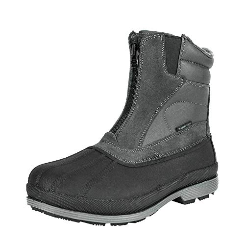 NORTIV 8 Men's Zip Winter Snow Boots Slip on | Men's Insulated Waterproof Winter Snow Boots—Warm Outdoor Boots for Cold Weather