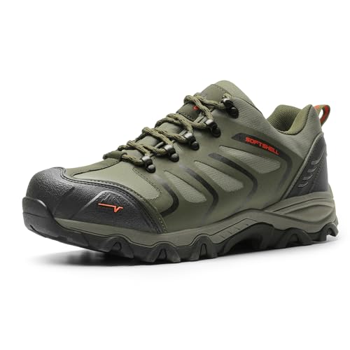 NORTIV 8 Men's Low Top Waterproof Hiking Shoes | Rubber Toe Cap, Slip-Resistant Outsole and Cushioned Comfort Provide Support for Hiking, Trekking and Outdoor Adventures