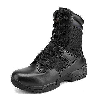 NORTIV 8 Men's Military Tactical Work Boots Hiking Side Zip | Leather Motorcycle Combat Boots for Outdoor Camping Yard Work Tactical Jobs and Daily Wear Response