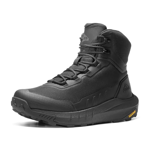 NORTIV 8 Men's Tactical Hiking Boots Lightweight Cushion | Side Zipper Motorcycle Combat Boots with Arch Support Sole for All Day Comfort, Outdoor Hiking Military Use 8In Terrascope