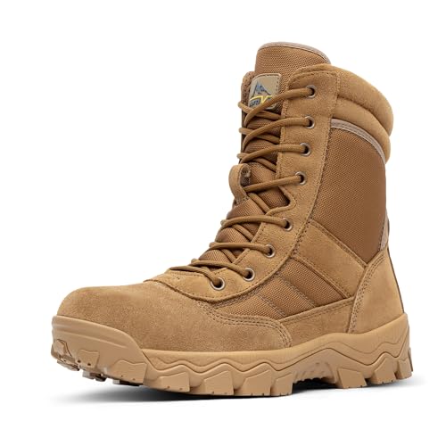 NORTIV 8 Men's Tactical Military Work Boots Side Zipper | Outdoor Motorcycle Combat Boots 8 Inches 2.0 Trooper-pro