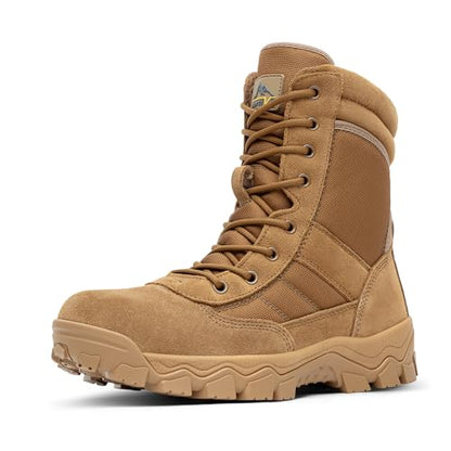 NORTIV 8 Men's Tactical Military Work Boots Side Zipper | Outdoor Motorcycle Combat Boots 8 Inches 2.0 Trooper-pro