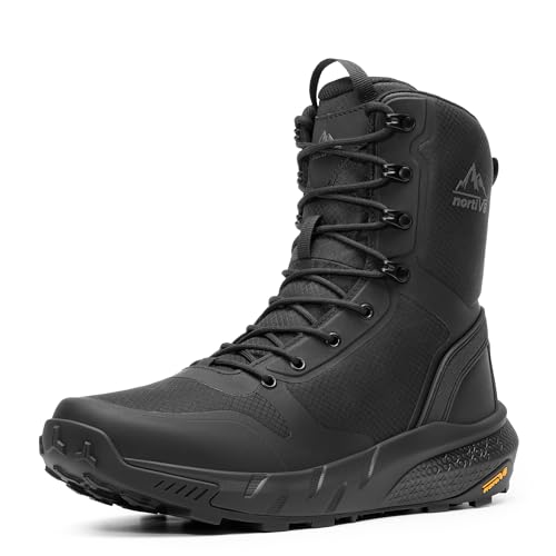 NORTIV 8 Men's Military Tactical Boot Zipper Lightweight | Comfortable for Work All Day Motorcycle Combat Hiking Boots Metrostrike(8-9 Inches)
