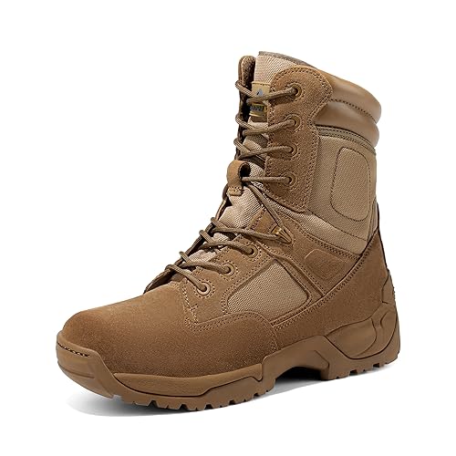 NORTIV 8 Men's Military Tactical Work Boots Hiking Side Zip | Leather Motorcycle Combat Boots for Outdoor Camping Yard Work Tactical Jobs and Daily Wear Response