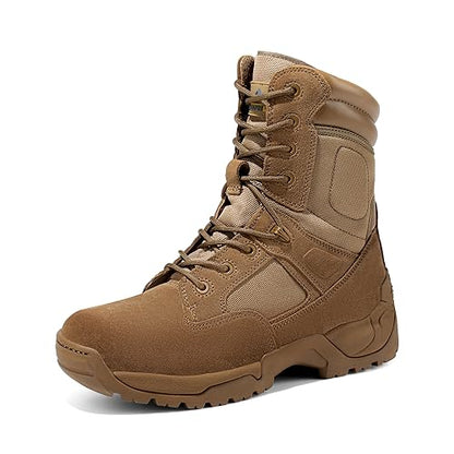 NORTIV 8 Men's Military Tactical Work Boots Hiking Side Zip | Leather Motorcycle Combat Boots for Outdoor Camping Yard Work Tactical Jobs and Daily Wear Response