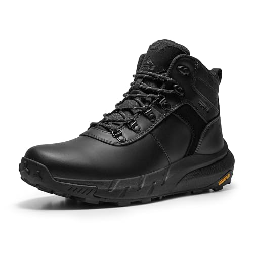 NORTIV 8 Men's Waterproof Leather Hiking Boots | Lightweight Non-Slip Work Boots for Warehouse, Yard, Landscaping and Delivery DriftShield