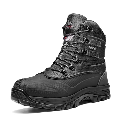NORTIV 8 Men's Insulated Waterproof Winter Snow Boots | Sealed Build Keeps Feet Dry; Rubber Outsole Boosts Grip; Stable Fit Adds Support; Ideal for Hiking, Daily Wear BRIGADE